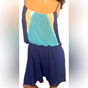 Spaghetti strap color block dress